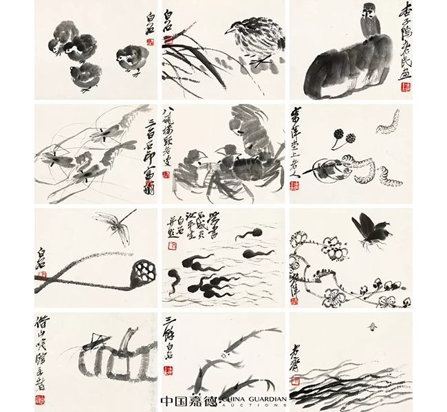 中國嘉德2019春拍精品導(dǎo)覽 | 寶姬存玩——齊白石致胡寶珠墨筆花鳥冊