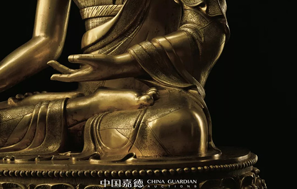 中國(guó)嘉德2019秋拍 |  恢宏巨制震撼現(xiàn)世-清康熙御制銅鎏金釋迦牟尼佛
