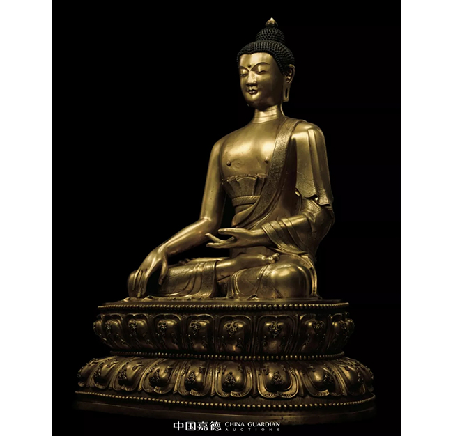 中國(guó)嘉德2019秋拍 |  恢宏巨制震撼現(xiàn)世-清康熙御制銅鎏金釋迦牟尼佛