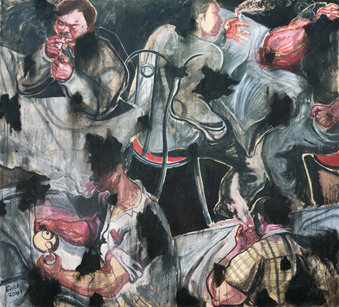 張恩利 吸煙  布面 油畫 200×220cm.jpg